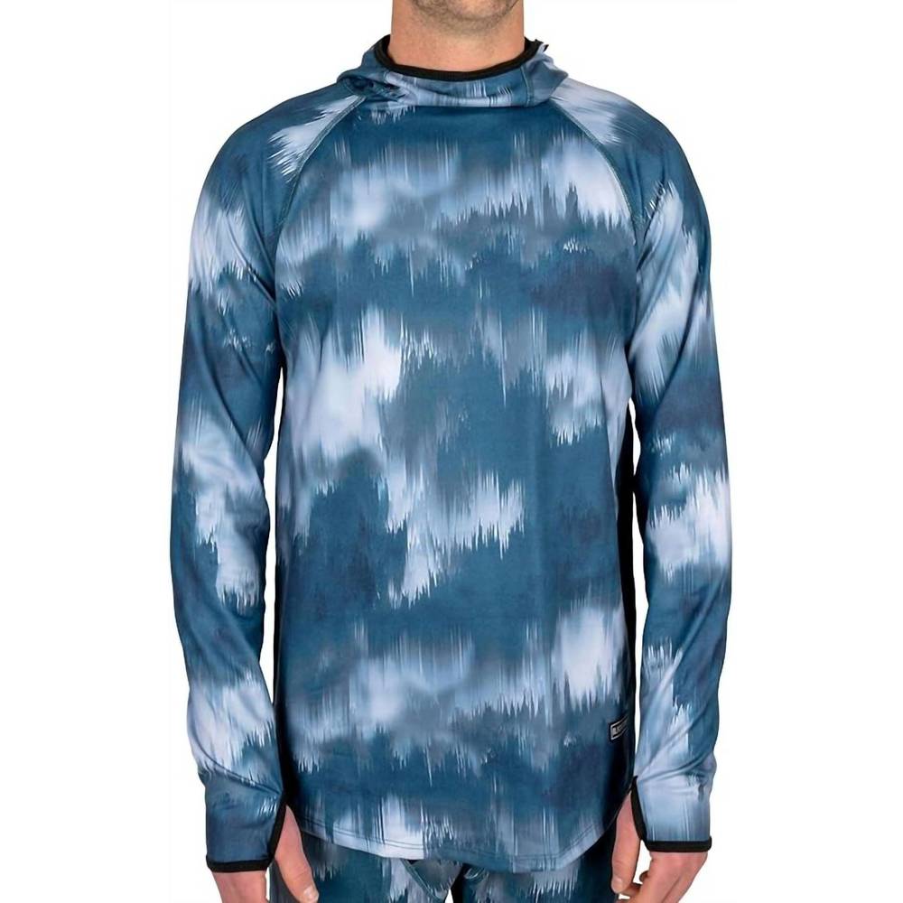 NEW BLACKSTRAP men's summit hooded baselayer top in glitch blue